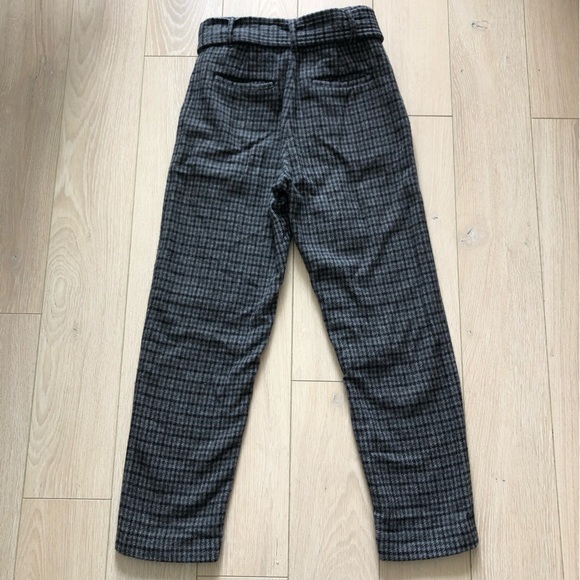 Aritzia Wilfred Front Tie Plaid Wool Cashmere Blend Pants in Charcoal Grey - Picture 3 of 13